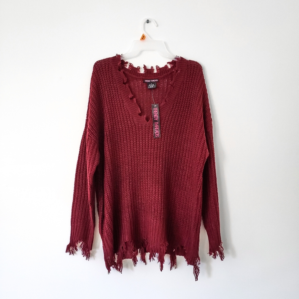 2/$20 Plus Trendy Threads Pullover distressed 1x